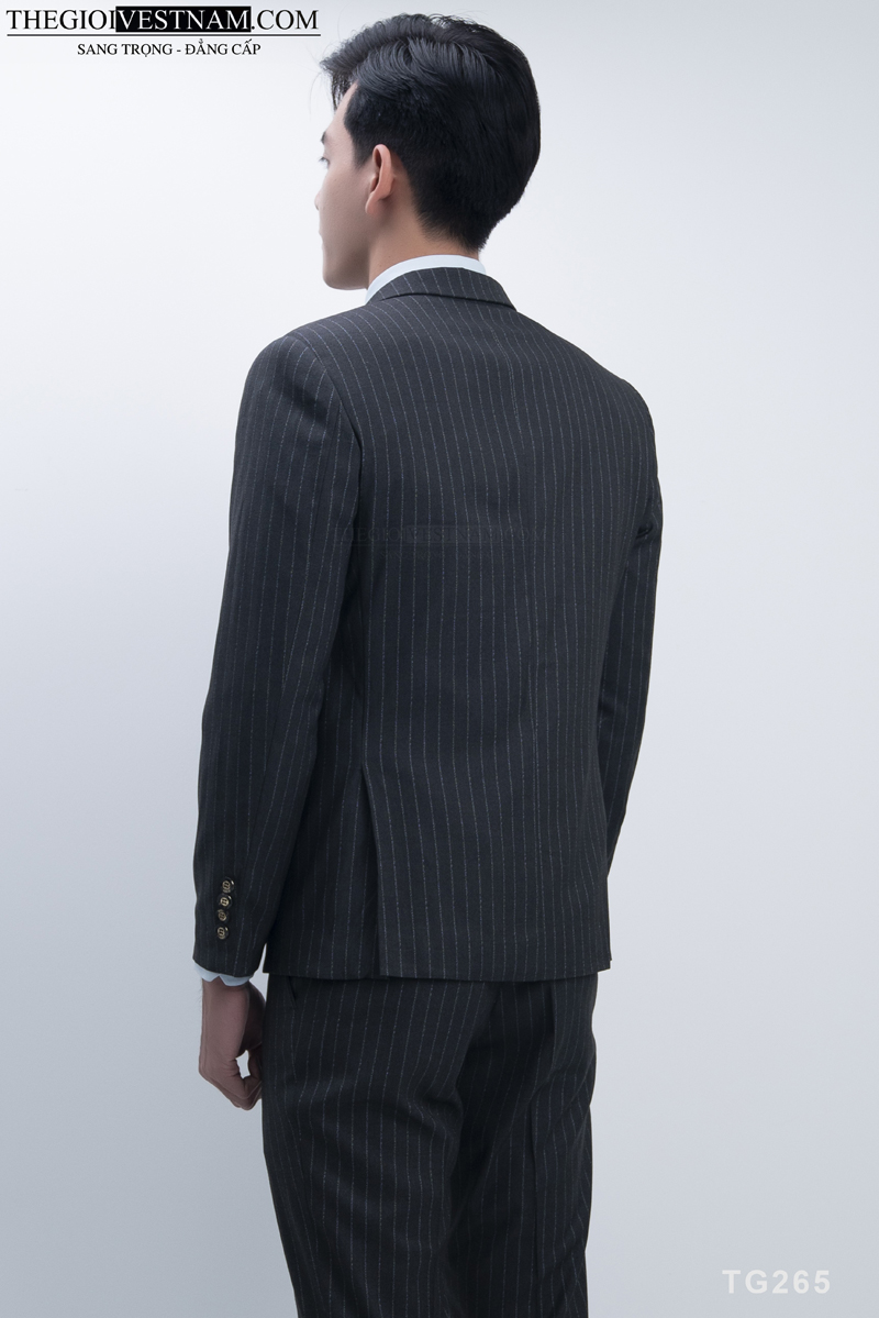 Vest đen sọc trắng mỏng 1 nút - TG265 #3